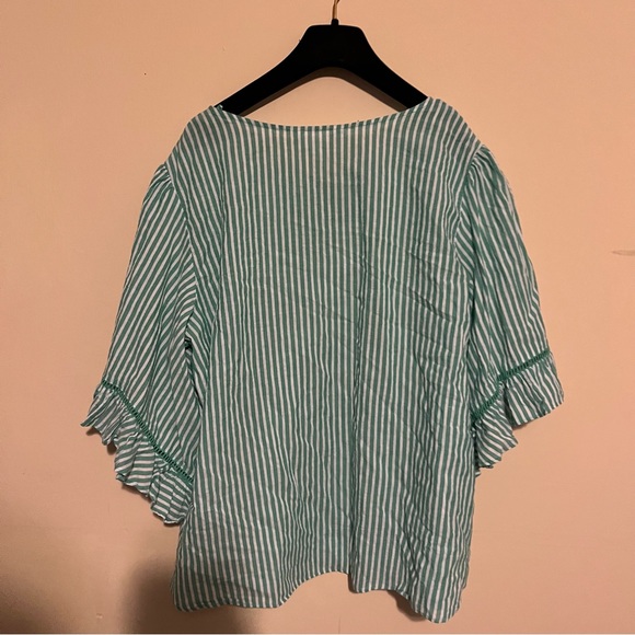 LC Lauren Conrad Plus Size Seersucker Flounce Blouse - Picture 7 of 11